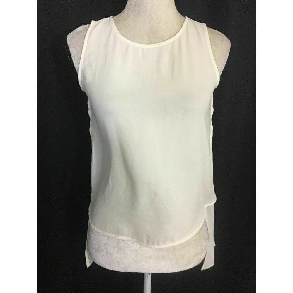Top Shop Womens Solid White Sheer High Low Tank Top Size 0 Xs Xxs